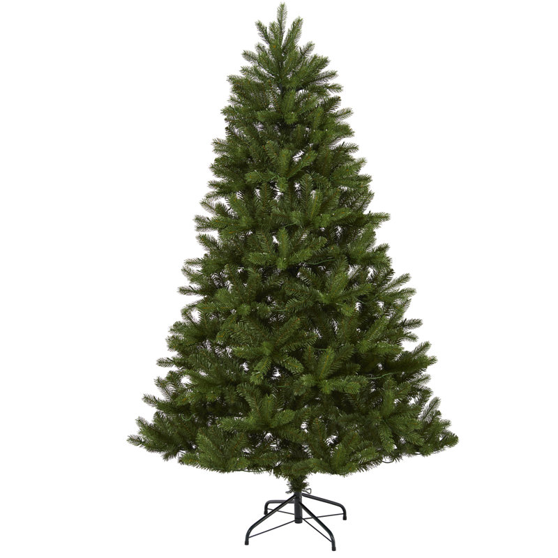 Arbre de Noël artificiel épinette vert avec lumières claires/blanches, H 6 pi