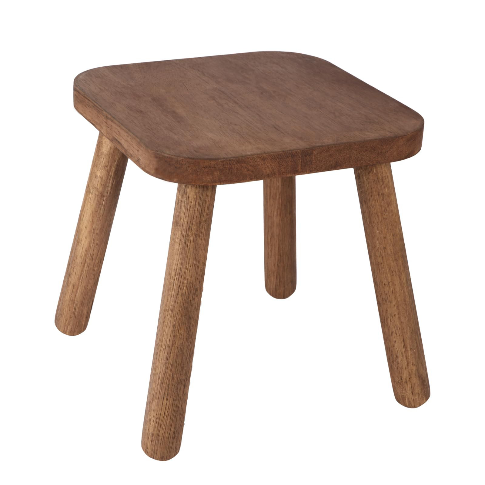 Natural Solid Wood Step Stool 10 Inch - Round Portable Sitting Stool For Adults, Detachable Legs
