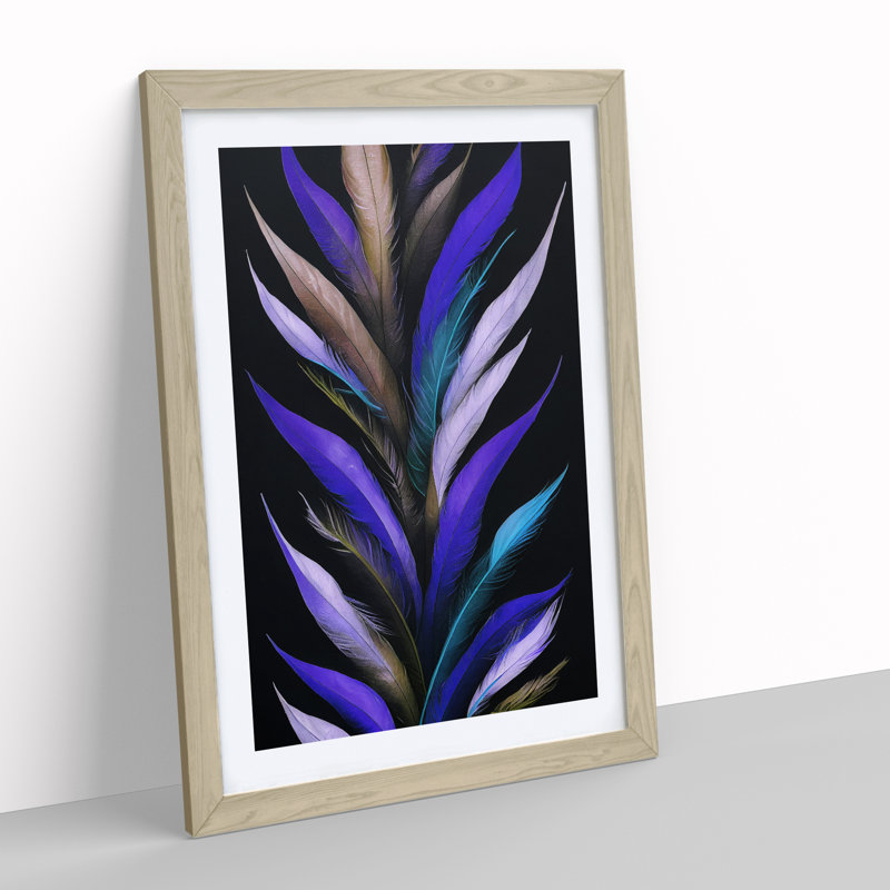 Special Feathers - Single Picture Frame Painting, 64cm H x 46cm W x 2cm D, Oak Framed
