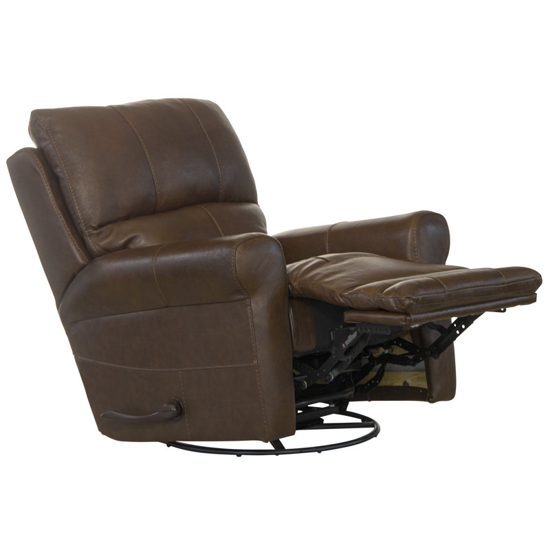 Union Point 38" Wide Swivel Standard Recliner, Chocolate Genuine Leather, Manual
