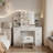 Vanity Desk With Led Lighted Mirror,Makeup Vanity With 10 Led Lights & 5 Metal Sliding Drawers, 3 Color Brightness Adjustable, Vanity Table With 6 Open Shelves, Dressing Table-522131212