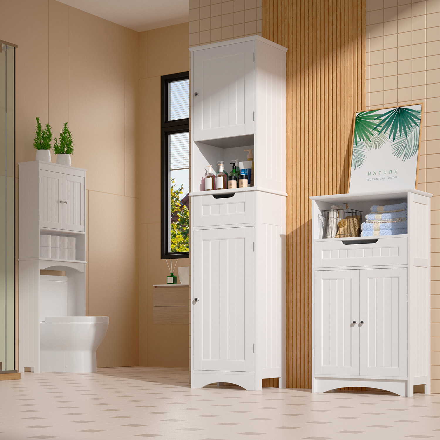 New Practical Modern Tall Bathroom Corner Cabinet Freestanding