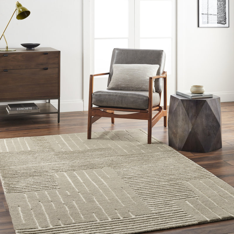 Tapis brun en laine touffeté à la main Mercia, Rectangle 2 pi x 3 pi