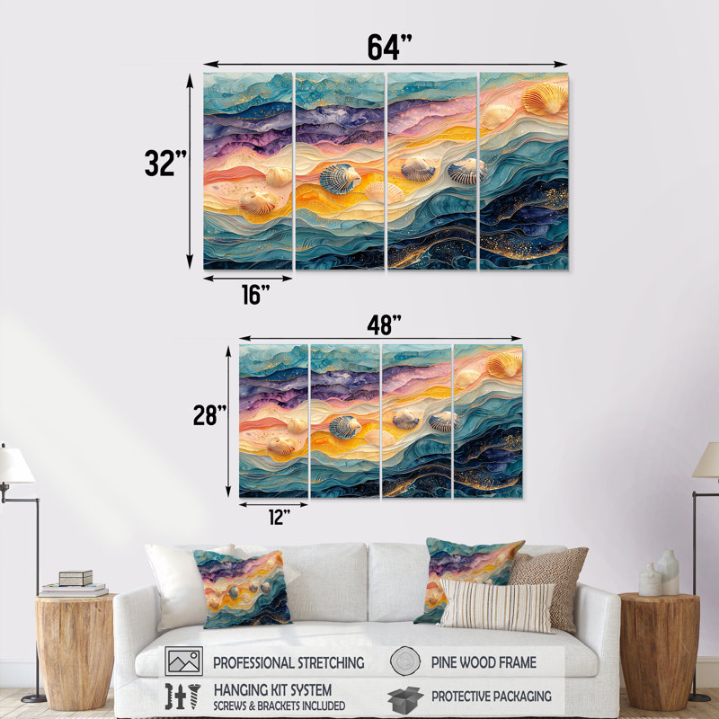Awaab - art mural côtier - art mural nautique sur toile, 4, H 28 po x l 48 po