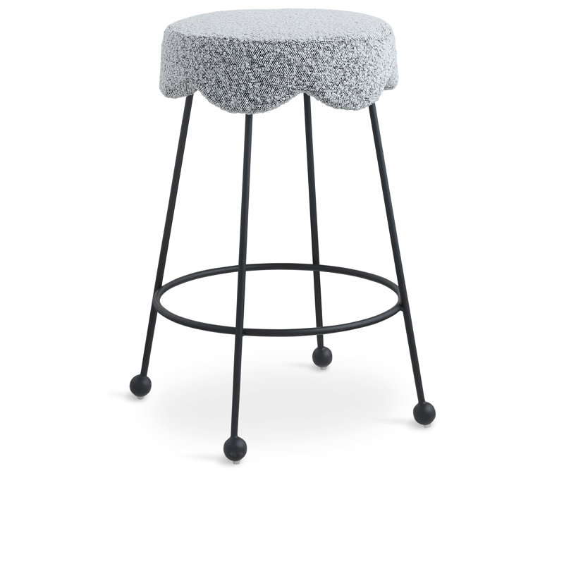 Fleur Boucle Fabric Counter Stool, Gray Boucle Fabric