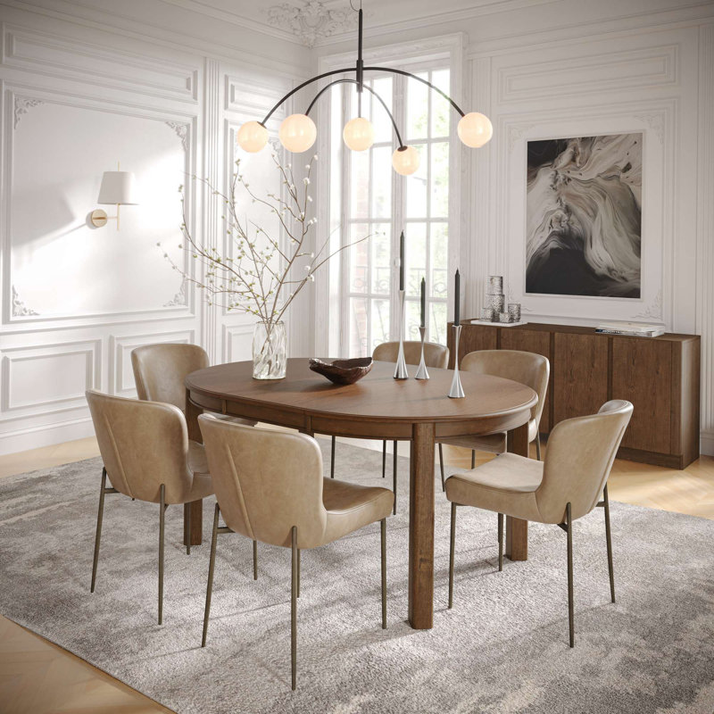Ensemble de salle à manger 7 pièces Pritchard Modern Transitional, 7 pièces : table, 6 chaises, Tanné