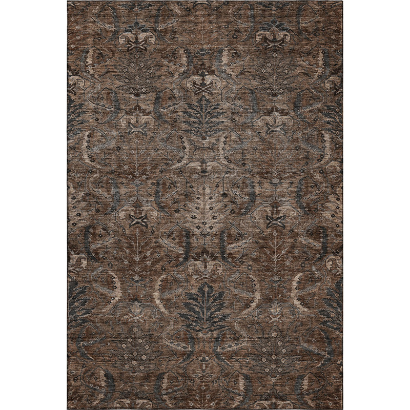 Premium Machine Washable Jamestown AMF1082 Damask Rug, Rectangle 9' x 12'