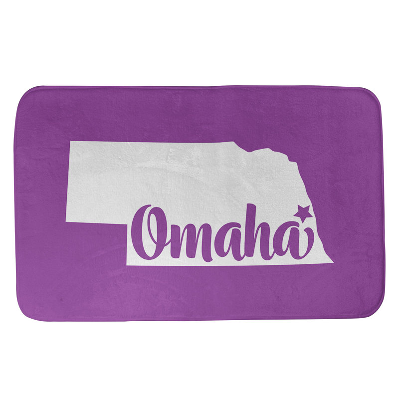 Tapis rectangulaire antidérapant pour salle de bain, L 17 po x L 21 po, Violet, Omaha Nebraska