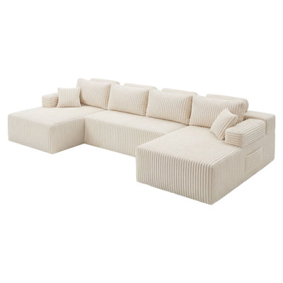 4 Seater Corduroy Sectional