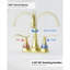 Luminaire de salle de bain 360 degrés High-Arc en or brossé avec double levier, ensemble central 4 po, bonde escamotable