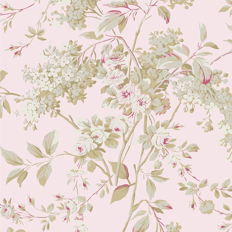Rachel Ashwell Chelsea White Wallpaper, Pink