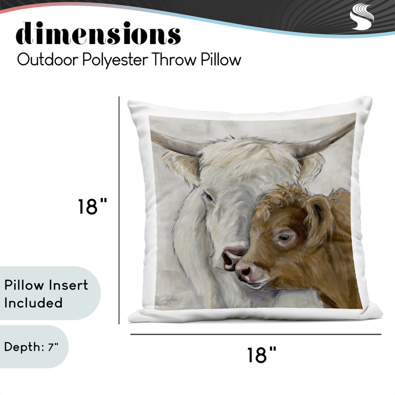 Coussin d'extérieur Highland Cow & Calf Contrast
