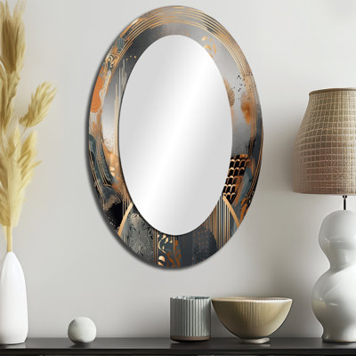 Miroir mural ovale doré et gris à formes modernes minimalisme IV