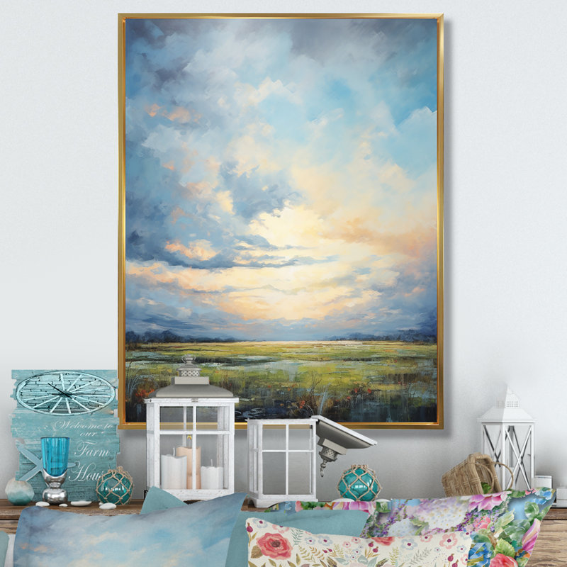 «Alshat Meadow Bold Horizon III», art mural sur toile Meadow, H 32 po x l 24 po x P 1 po, Cadre flottant doré