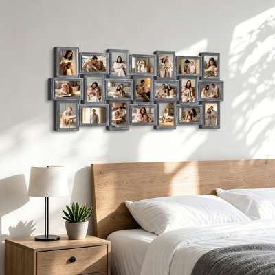 21 Opening Puzzle Collage Picture Frame, Grey Distressed Wall Gallery Frame