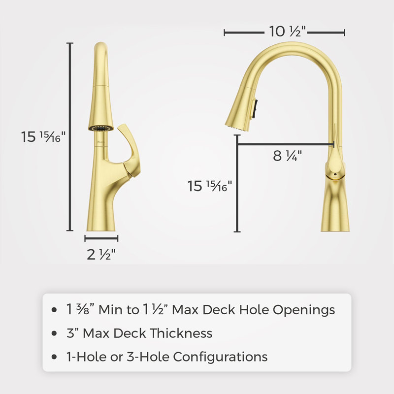 High Arc Kitchen Faucet With Pull-Down Sprayer, Single Handle Faucet., Brushed Gold