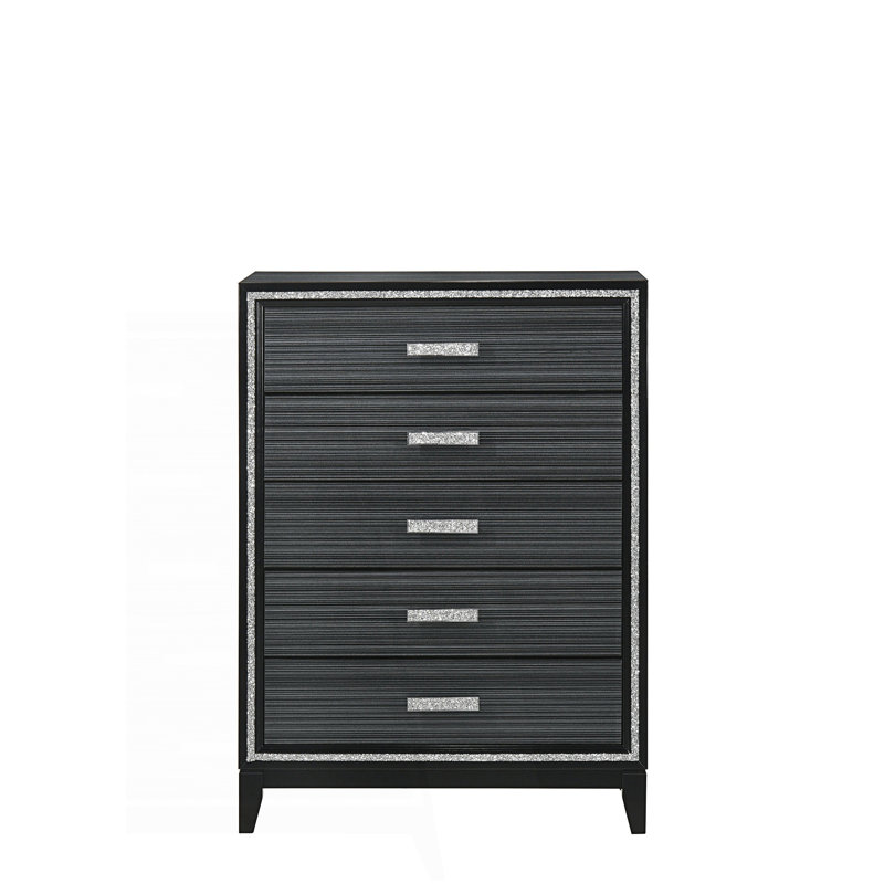 Commode moderne à 5 tiroirs avec attrait universel, Noir