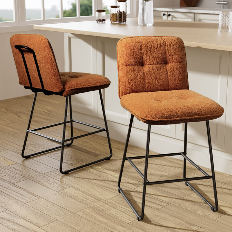 Ermis White Leather Counter Height Bar Stool Set of 3, Pink, Counter Stool (26” Seat Height)