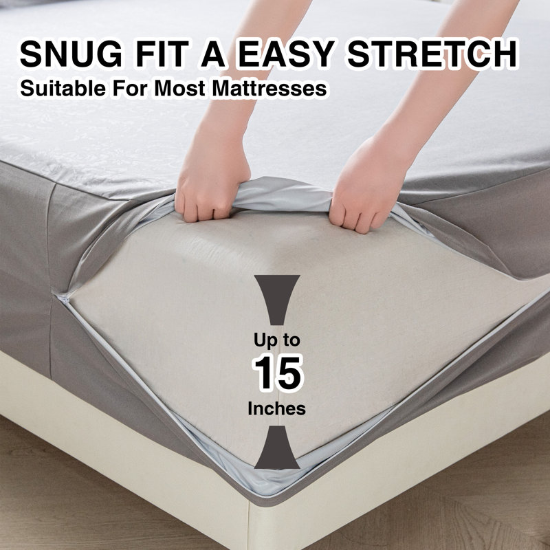 6-Sided Mattress Protector_Grey_78x80x15inch, Grey, 15inch, King_78x80inch