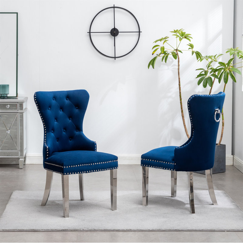 Chaise de salle à manger rembourrée Izzabelle, Bleu
