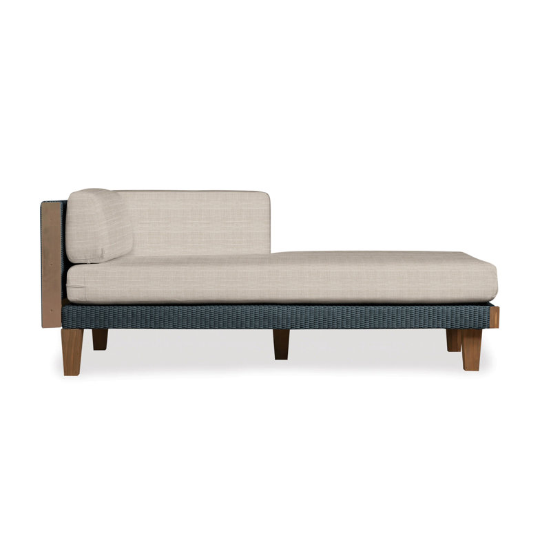Catalina Outdoor Teak Chaise Lounge, Rollo Linen, Pewter