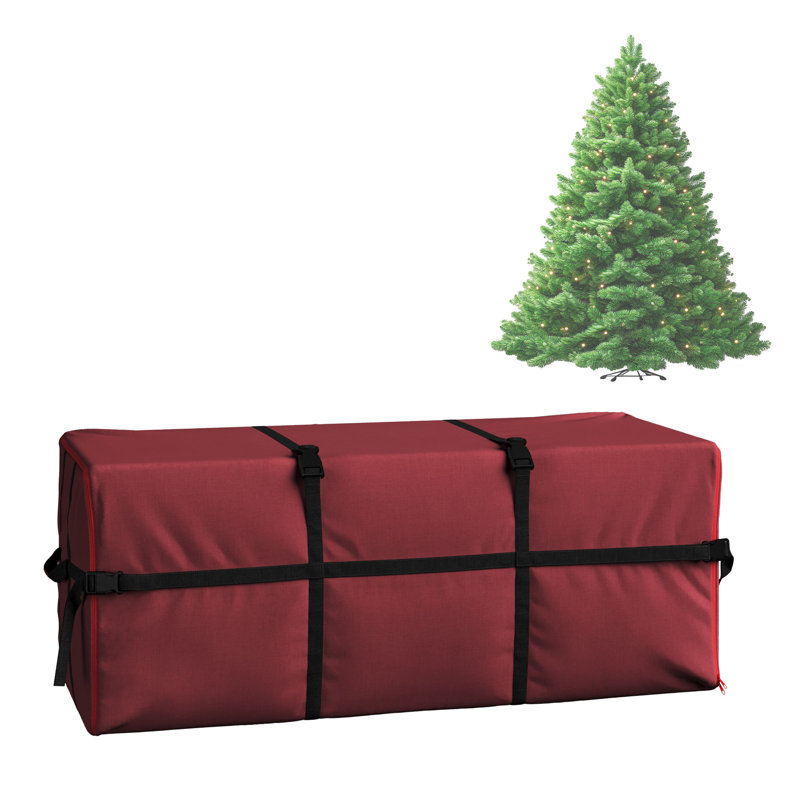 Sac de rangement pour arbre de Noël - Contenant en toile avec fermeture à glissière et sangles de fixation pour arbres artificiels allant jusqu'à 9 pieds