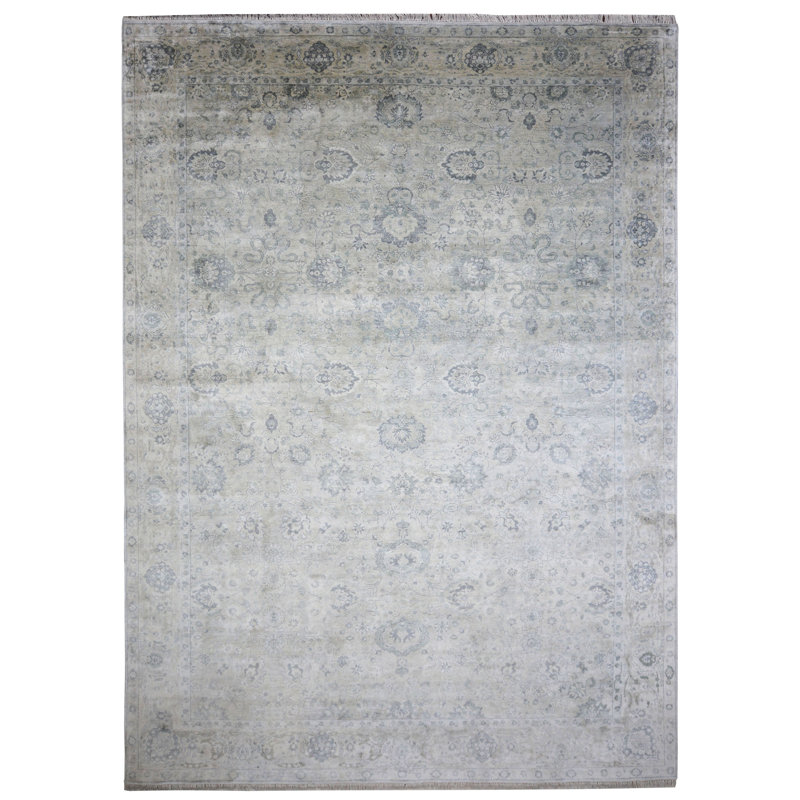 Handmade Silk and Wool Area Rug, Rectangle 10' x 14'