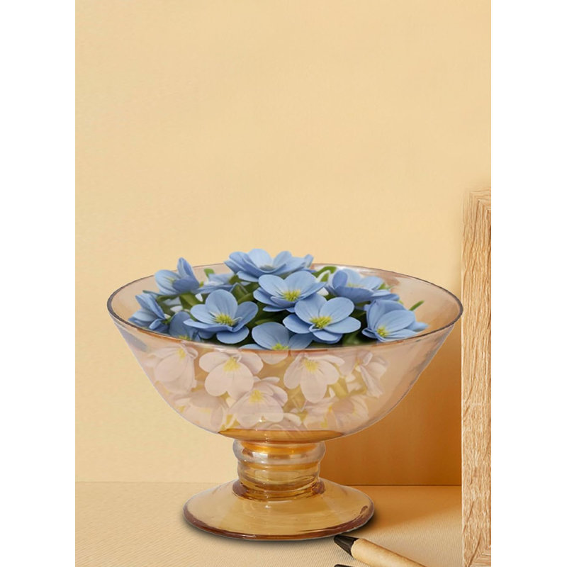  Centre de table en verre lustré à motif de piédestal en forme de bol pour décoration rustique, mariage, fête, événement, bureau et présentation des fêtes - ambre, 6,25 po de diamètre et 4,5 po de hauteur, paquet de 1
