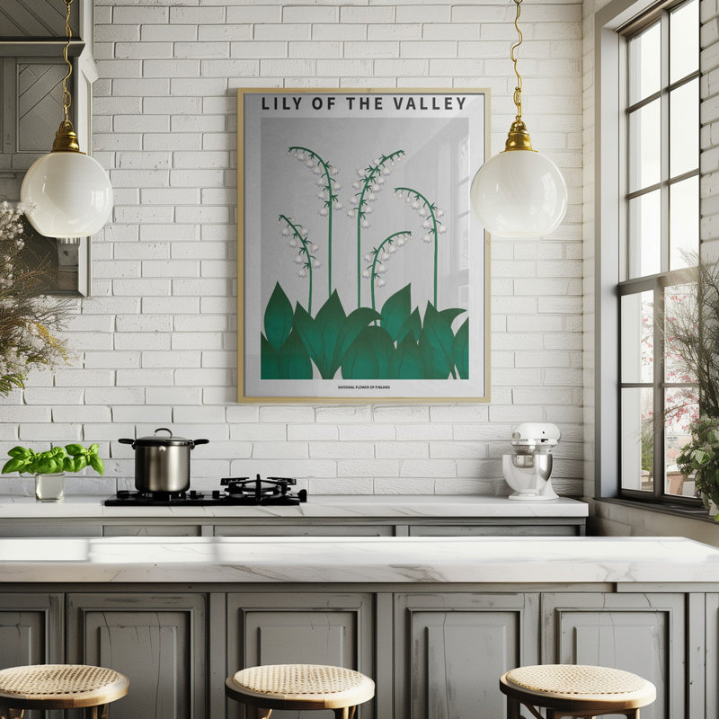 "Lily of the Valley", art mural texturé encadré, Noir, H 14 po x l 10 po