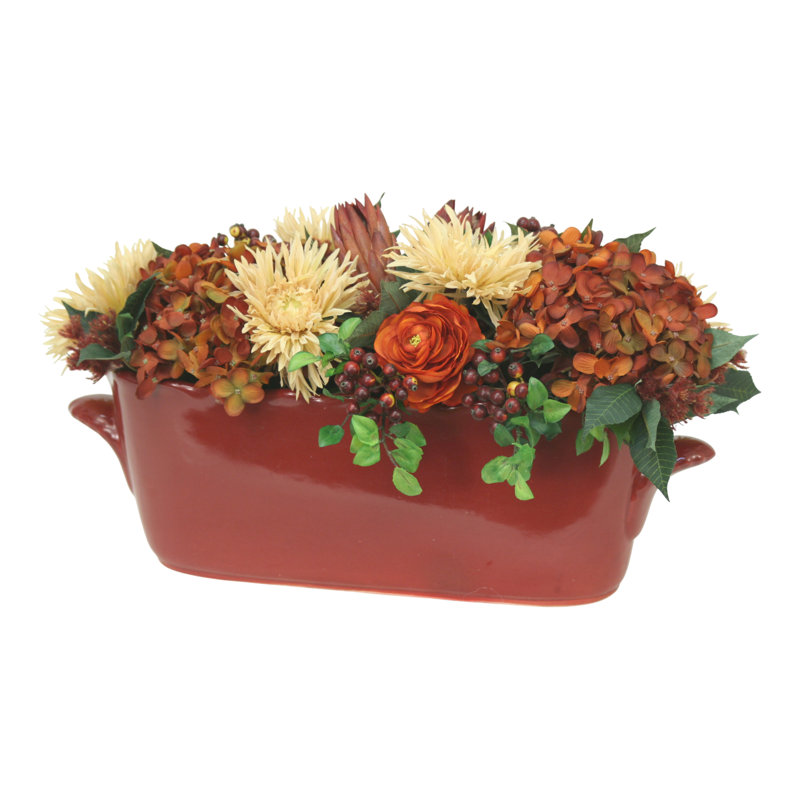 Mélange de jardin d'automne en pot ovale