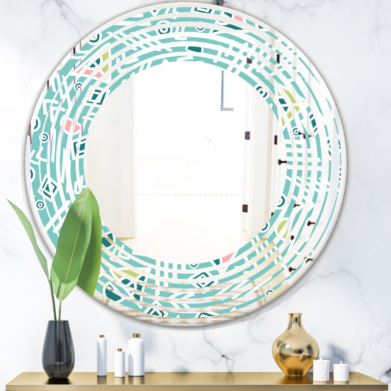 Miroir mural moderne sans cadre wave pastel tribal, 23,6 po x 23,6 po
