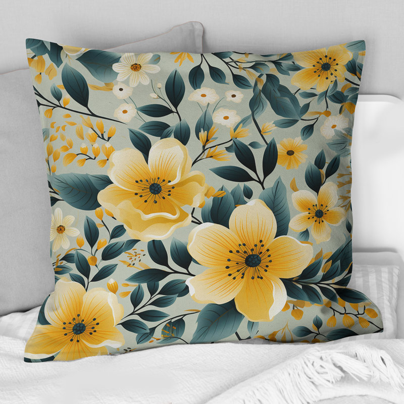 Coussin décoratif en polyester floral, H 18 po x l 18 po