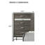 Commode de style contemporain à 4 tiroirs avec pieds en métal et poignées décoratives en acrylique