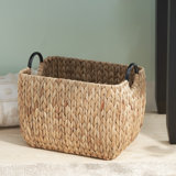 SOL HOME Ludmilla Rectangular Multi Purpose Water Hyacinth Baskets with Handles - 16" x 12" x 13"