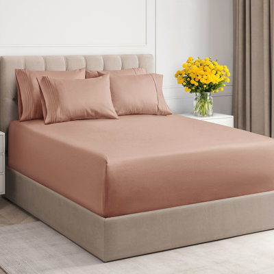 6 Piece Extra Deep Pocket Sheet Set, Cooling & Breathable Bed Sheets, Soft Hotel Luxury Bedding, Fits 18–24 Inch Mattress