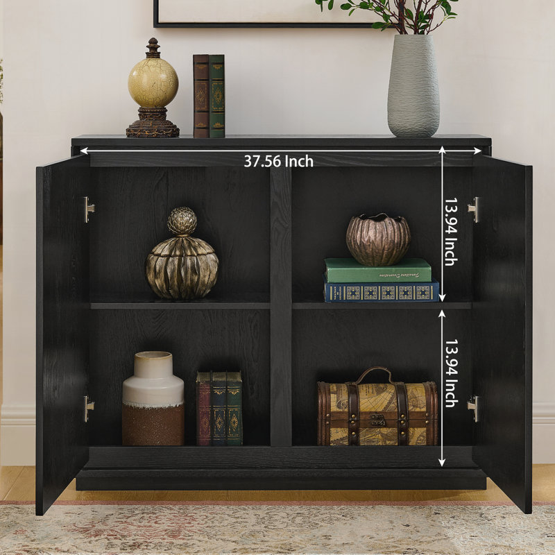 Mid Century Modern Narrow Side Cabinet, Black