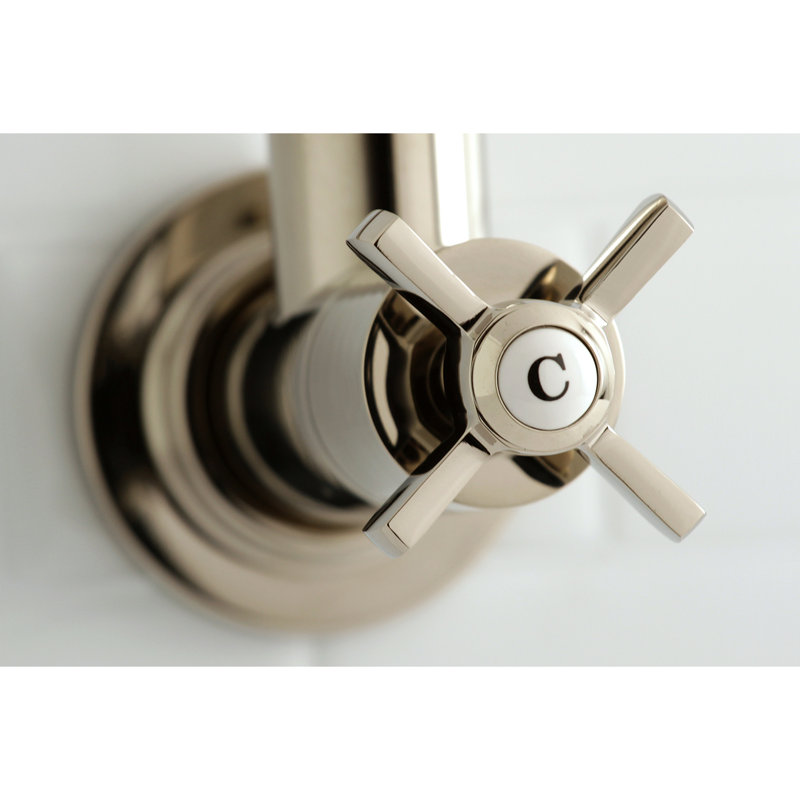 Kingston Brass Millennium Two-Handle 1-Hole Wall Mount Pot Filler Faucet, Polished Nickel
