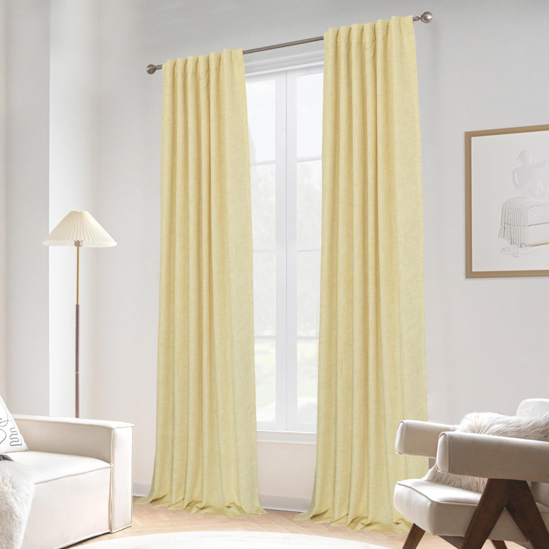 Rideaux occultants 100% naturels Goffredo pour chambre à coucher Double couche Drape Farmhouse, L 52 po x L 84 po