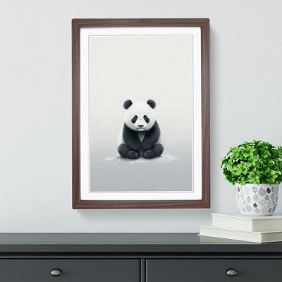 Panda Minimalism - Single Picture Frame Print on Wood