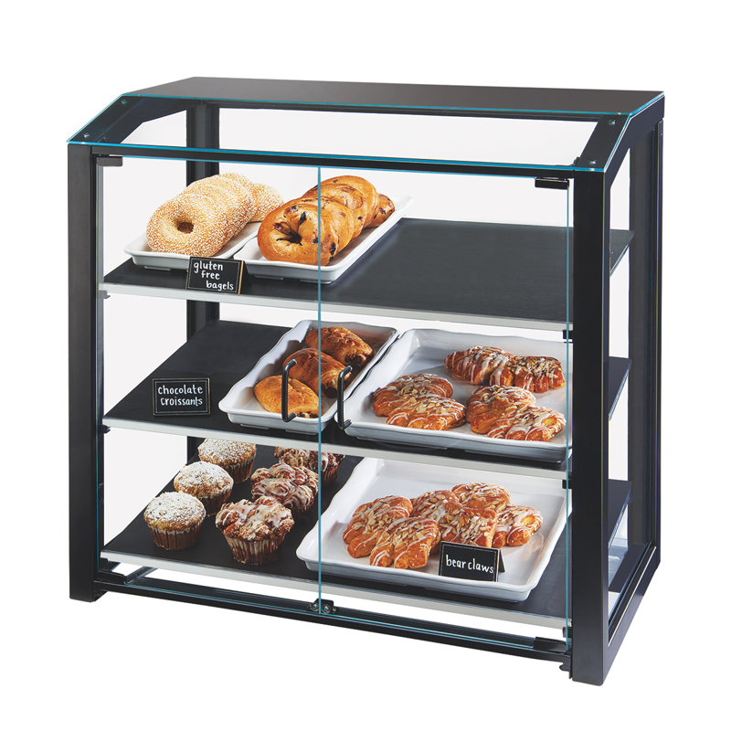 Black Bakery Display Case, 29" H x 29" W x 17" D
