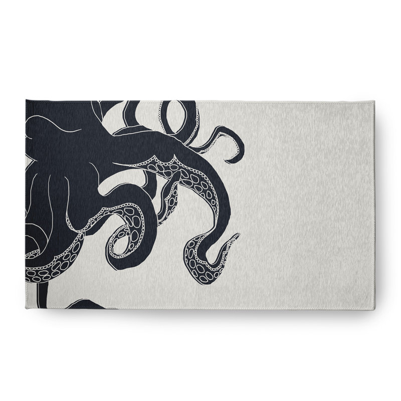 Tapis bleu requin tissé à plat Llukan, Rectangle 1 pi 5 po x 2 pi 5 po