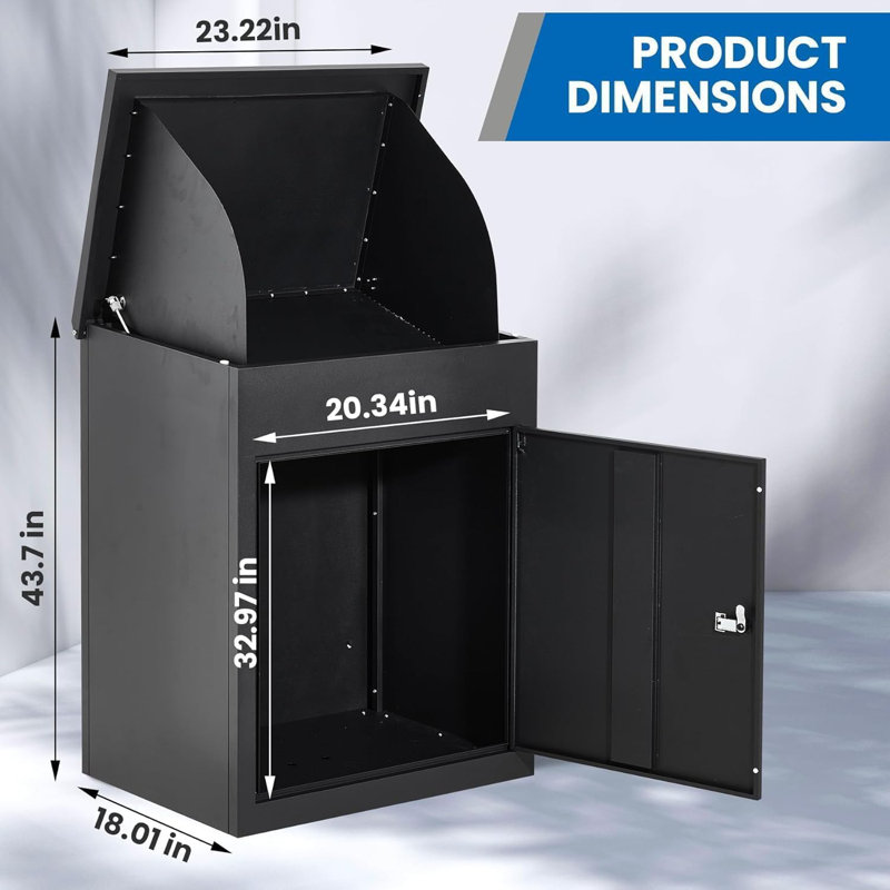 Boîtes de livraison de colis 43,3 "pour l'extérieur, grande boîte de livraison de colis anti-vol avec serrure, boîte de dépôt de colis en acier galvanisé pour le patio de la maison
