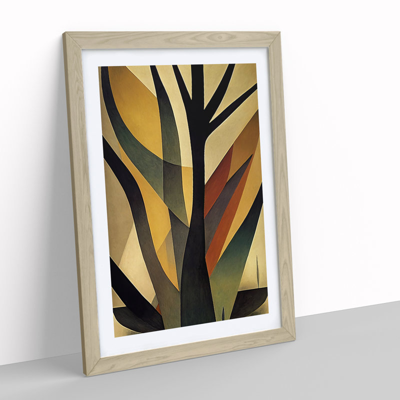 Splendid Abstract Tree No.1 - Wall Art, 34cm H x 25cm W x 2cm D, Oak Framed