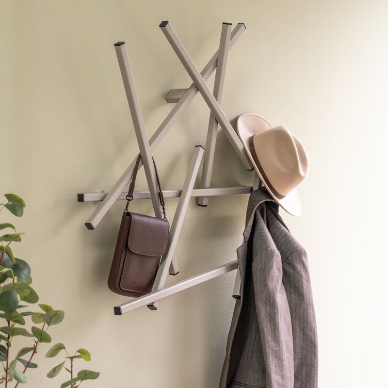 Metal Wall Wall Mounted Coat Rack, Silky Taupe