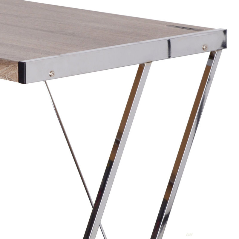 Esplanade Metal Base Writing Desk, Brown/Silver, 31.96" H x 46.96" W x 24.03" D