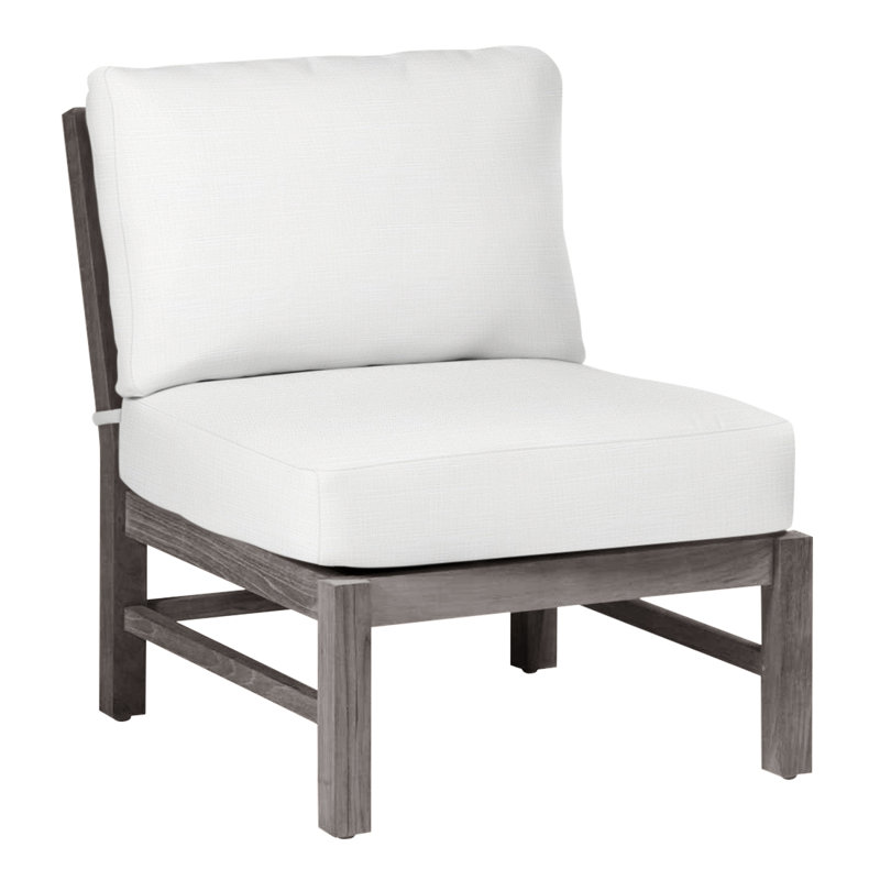 Club Teak Sectional Slipper Chair, Oyster Teak, No Welt, Bali Pearl