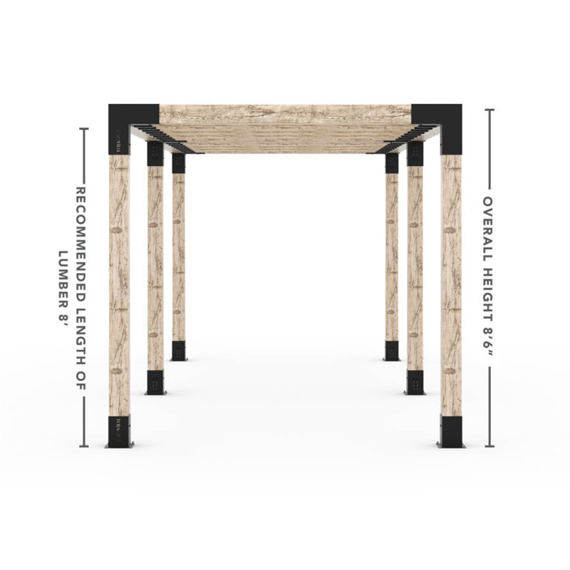 Ensemble de pergola double Toja pour poteaux en bois 6 x 6 avec supports de chevron Knect 2 x 6, 103.2" H x 792" W x 312" D