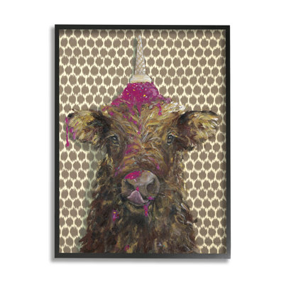 Bouvier affamé faisant fondre de la crème glacée, motif animal blanc, estampe numérique, art texturé par Kamdon Kreations