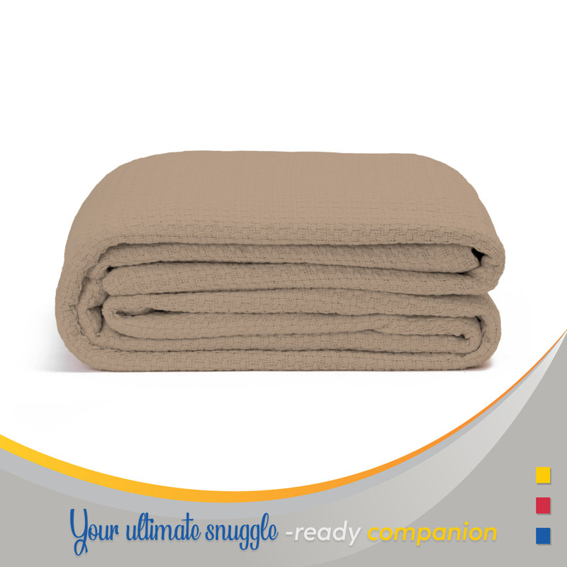 Couverture 100% coton tissée à la main, Double / double, Beige