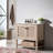 36" Freestanding Farmhouse Bathroom Vanity, Solid Wood Rattan Cabinet, Carrara White Marble Top, Single Sink